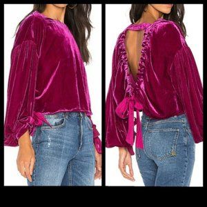 Free People Velvet Open Back Shirt Medium NWT
